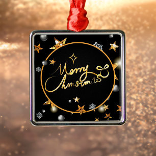 Ornamento De Metal Legal e Dourado Natal Merry