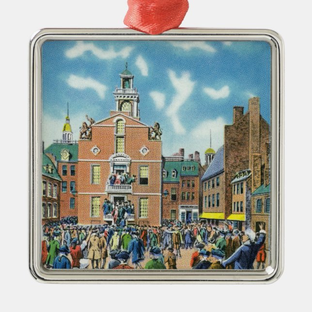 Ornamento De Metal Leitura da declaração de independência (Frente)