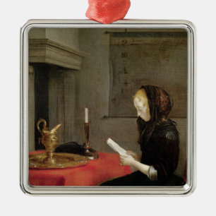 Ornamento De Metal Leitura da mulher, c.1662