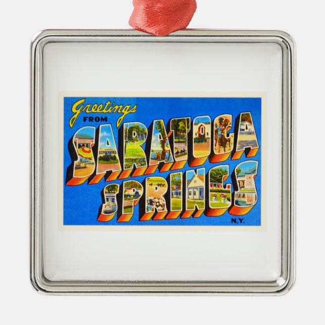 Ornamento De Metal Lembrança velha do viagem de Saratoga Springs New (Frente)