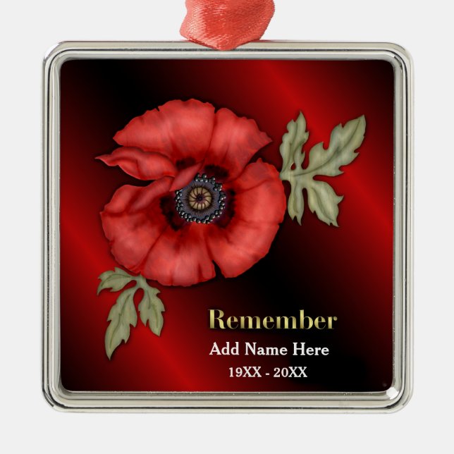 Ornamento De Metal Lembrar Poppy - Personalizar (Frente)