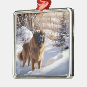 Ornamento De Metal Leonberger Deixa-O Neve Natal