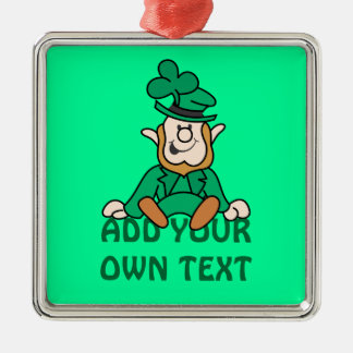 Ornamento De Metal Leprechaun pequeno - adicione seu próprio texto