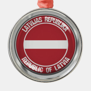 Ornamento De Metal Letônia Round Emblem