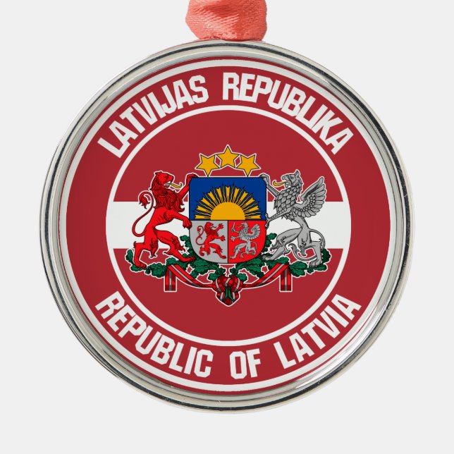 Ornamento De Metal Letônia Round Emblem (Frente)