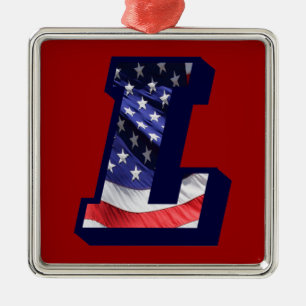 Ornamento De Metal Letra American Flag "L"