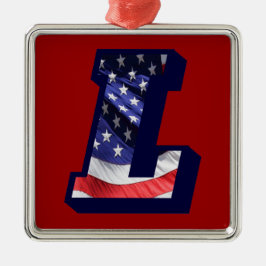 Ornamento De Metal Letra americana Flag "L"