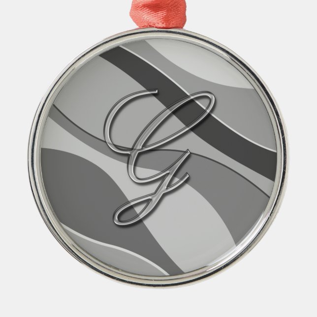 Ornamento De Metal Letra de vidro elegante G do monograma (Frente)