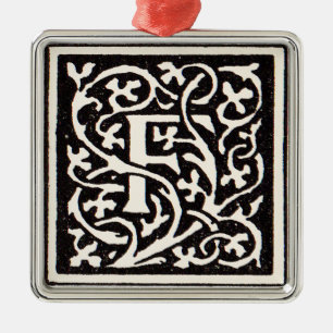 Ornamento De Metal Letra F Art Nouveau Monograma Vintage