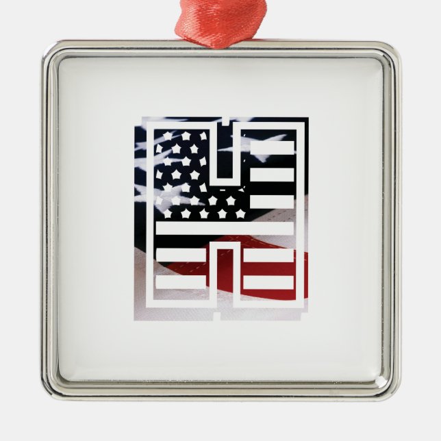 Ornamento De Metal Letra H Monograma inicial EUA (Frente)