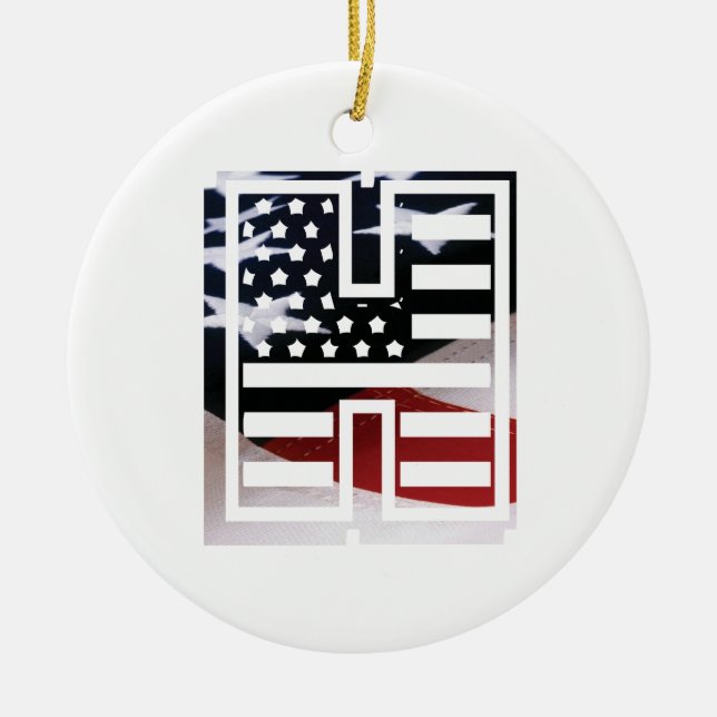 Ornamento De Metal Letra H Monograma inicial EUA (Frente)