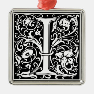 Ornamento De Metal Letra I Monograma Medieval Arte Nova