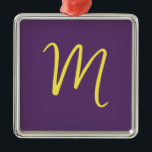 Ornamento De Metal Letra inicial Monograma Na moda Indigo Amarelo<br><div class="desc">Você gostaria de ter um produto com as iniciais do seu nome? É muito simples,  estética e atraente.</div>