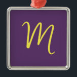 Ornamento De Metal Letra inicial Monograma Na moda Indigo Amarelo<br><div class="desc">Você gostaria de ter um produto com as iniciais do seu nome? É muito simples,  estética e atraente.</div>