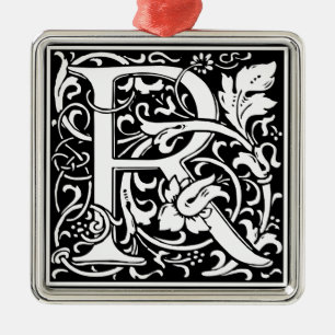Ornamento De Metal Letra R Monograma Medieval Arte Nova