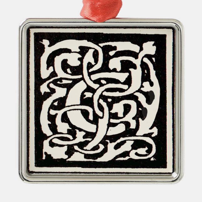 Ornamento De Metal Letra Vintage Monograma C Art Nouveau (Frente)