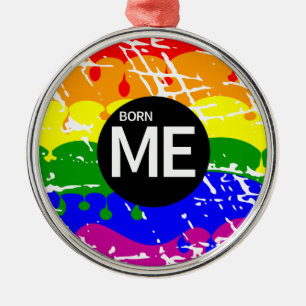 Ornamento De Metal LGBT Nascer de pintura com sinalizador de orgulho