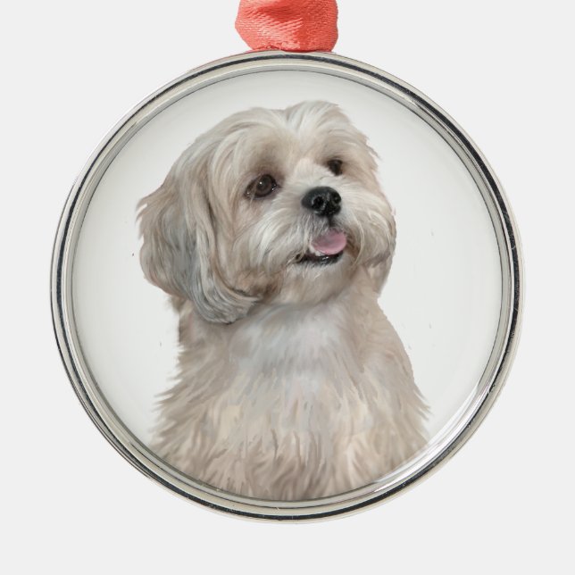 Ornamento De Metal Lhasa Apso (C) - Ouro claro (Frente)
