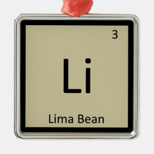 Ornamento De Metal Li - Química do Feijão Lima Símbolo da Tabela Peri