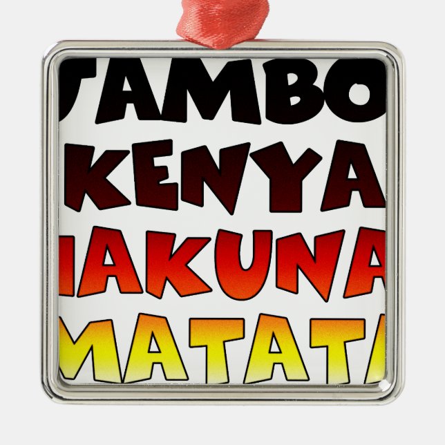 Ornamento De Metal Linda Jambo Kenya Hakuna Matata Lovely Art (Frente)
