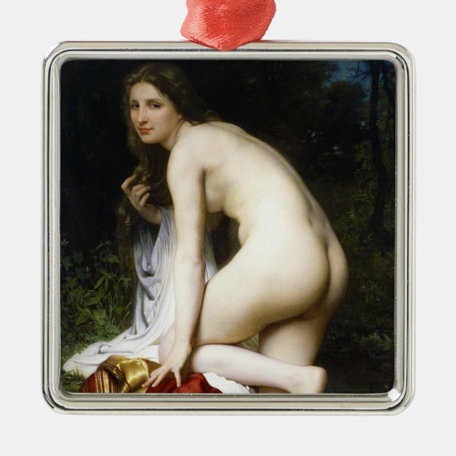 Ornamento De Metal Linda mulher Bather (de Bouguereau) (Frente)