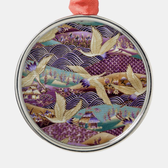 Ornamento De Metal Lindas gruas japonesas (Frente)