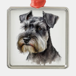 ORNAMENTO DE METAL LINDÍSSIMO CACHORRINHO SCHNAUZER AQUARELA