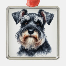 ORNAMENTO DE METAL LINDÍSSIMO CACHORRINHO SCHNAUZER AQUARELA