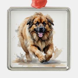 Ornamento De Metal LINDÍSSIMO CÃO LEONBERGER MARROM EM Aquarela