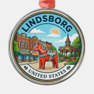 Ornamento De Metal Lindsborg Kansas