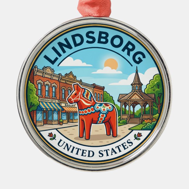 Ornamento De Metal Lindsborg Kansas (Frente)