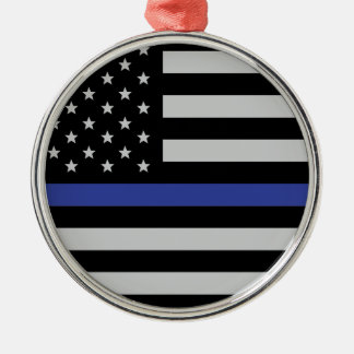 Ornamento De Metal Linha Azul Fino - Bandeira Americana