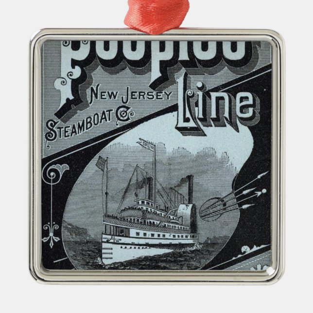 Ornamento De Metal Linha dos povos do mapa de navios (Frente)