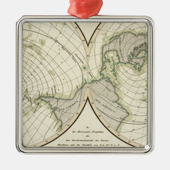 Ornamento De Metal Linhas isodynamic do mundo (Frente)