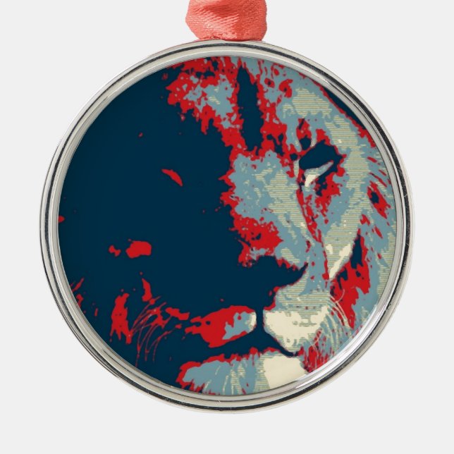 Ornamento De Metal Lion de pop Art (Frente)