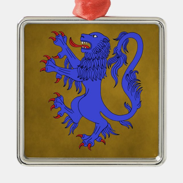 Ornamento De Metal Lion Rampant Azure (Frente)