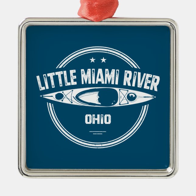 Ornamento De Metal Little Miami River Ohio Kayaking (Frente)