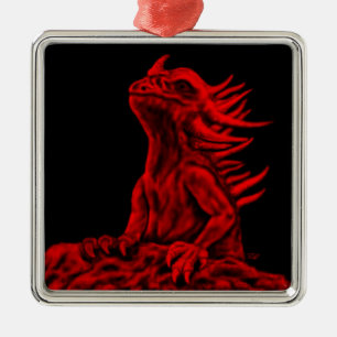 Ornamento De Metal Little red Dragon