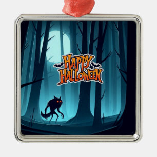 Ornamento De Metal Lobisomem e abóboras do Halloween