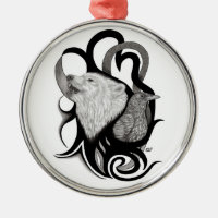 Lobo Branco com Arte Tribal Raven