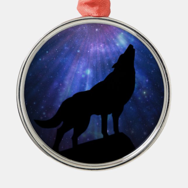 Ornamento De Metal Lobo Celestial (Frente)