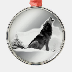 Ornamento De Metal Lobo de madeira do Alasca