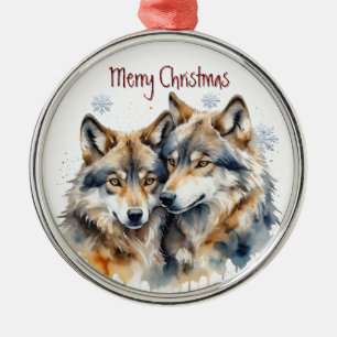Ornamento De Metal Lobo Lobos Animal Natureza Arte Aquarela