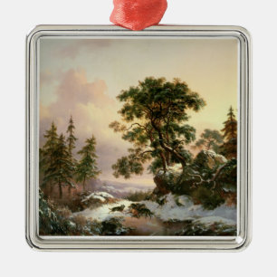 Ornamento De Metal Lobos em uma paisagem do inverno (óleo no painel)