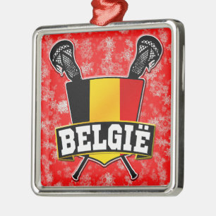 Ornamento De Metal Logotipo Lacrosse, Bandeira da Bélgica