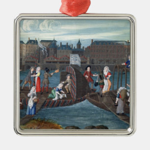 Ornamento De Metal Loja dos peixes e barco da lavanderia no Quai