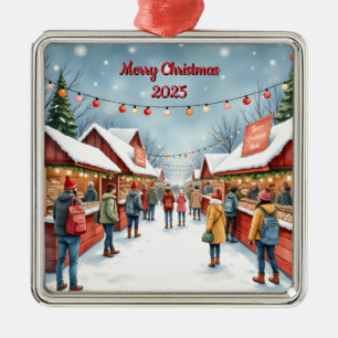 Ornamento De Metal Lojas de Aldeia de Natal Personalizadas