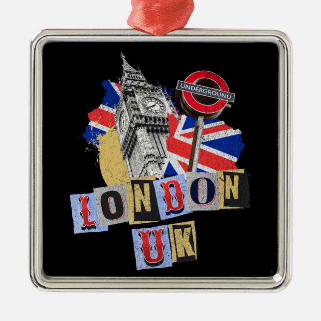 Ornamento De Metal London UK Retro style design (Frente)