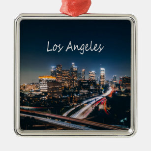 Ornamento De Metal Los Angeles California City Skyline à noite