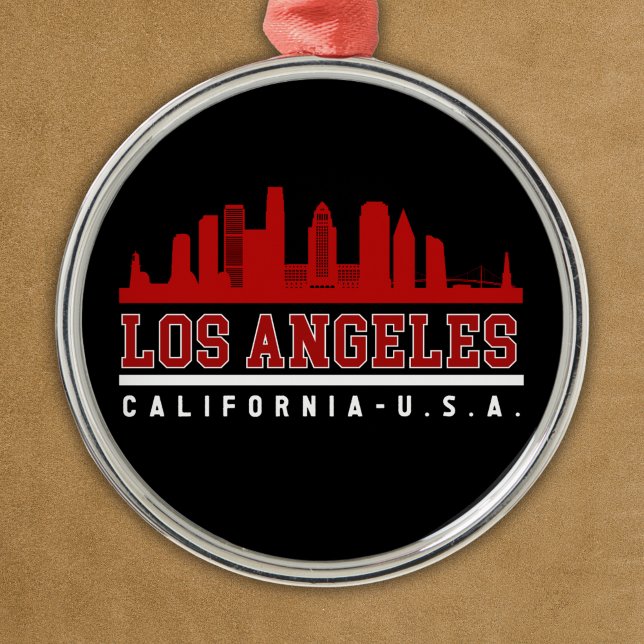 Ornamento De Metal Los Angeles California Fun Skyline City (Criador carregado)
